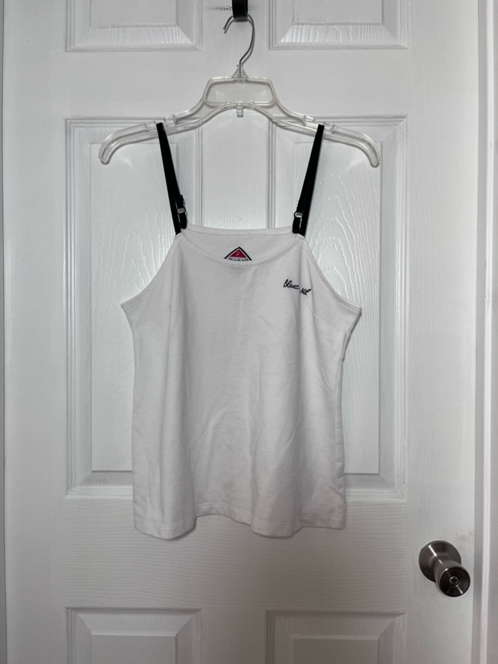 Blanc Du Nil White French Terry Camisole with Black Adjustable Straps
